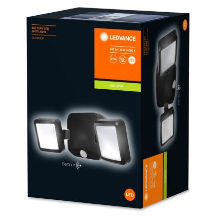 Ledvance - LED Vanjska zidna svjetiljka sa senzorom BATTERY 2xLED/10W/4xD IP54