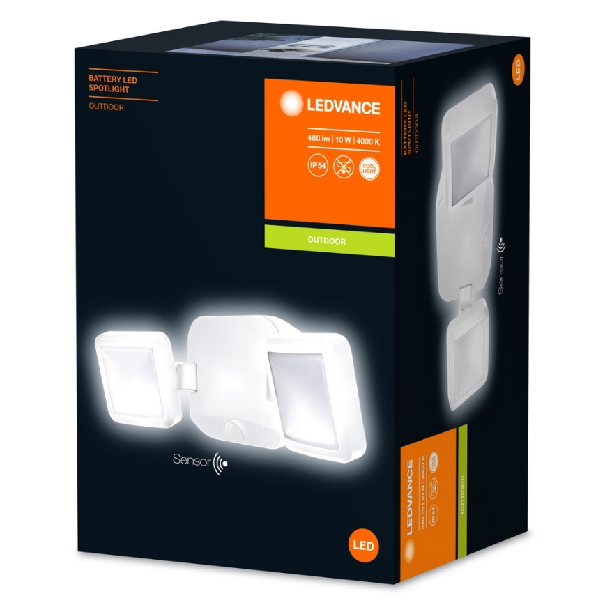 Ledvance - LED Vanjska zidna svjetiljka sa senzorom BATTERY 2xLED/10W/4xD IP54