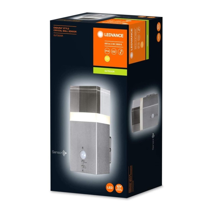 Ledvance - LED Vanjska zidna svjetiljka sa senzorom CRYSTAL 1xLED/5W/230V IP44