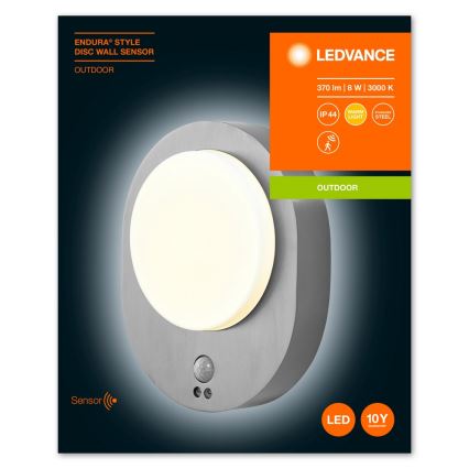 Ledvance - LED Vanjska zidna svjetiljka sa senzorom DISC LED/8W/230V IP44