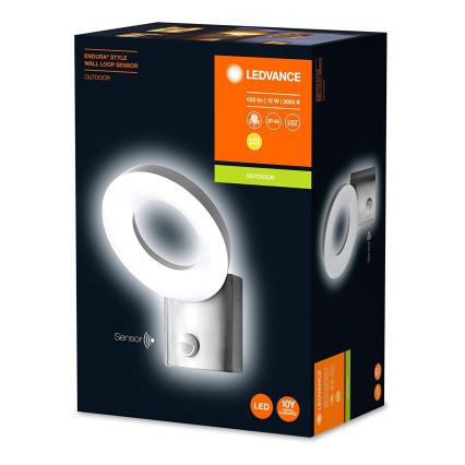 Ledvance - LED Vanjska zidna svjetiljka sa senzorom LOOP 1xLED/12W/230V IP44