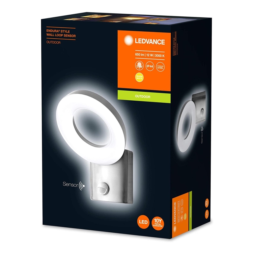 Ledvance - LED Vanjska zidna svjetiljka sa senzorom LOOP 1xLED/12W/230V IP44