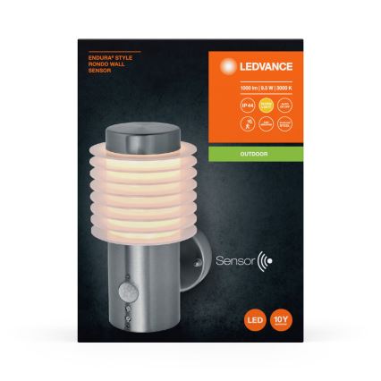 Ledvance - LED Vanjska zidna svjetiljka sa senzorom ENDURA RONDO LED/9,5W/230V IP44 krom