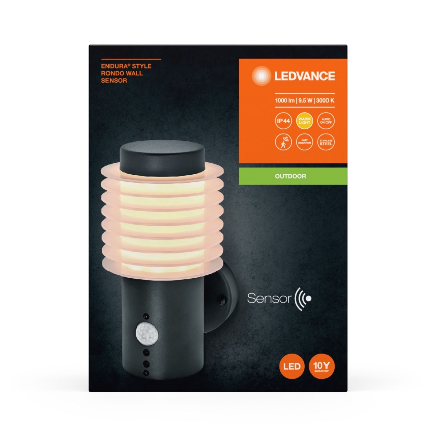 Ledvance - LED Vanjska zidna svjetiljka sa senzorom ENDURA RONDO LED/9,5W/230V IP44 antracit
