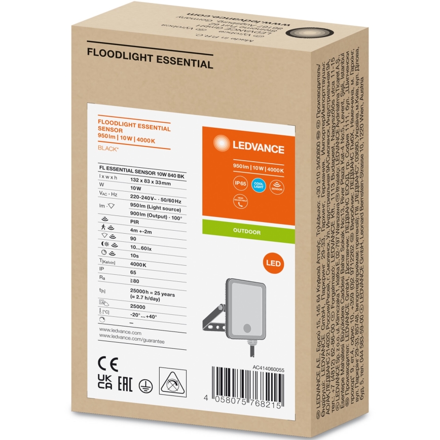 Ledvance - LED Vanjski reflektor sa senzorom FLOODLIGHT LED/10W/230V 4000K IP65