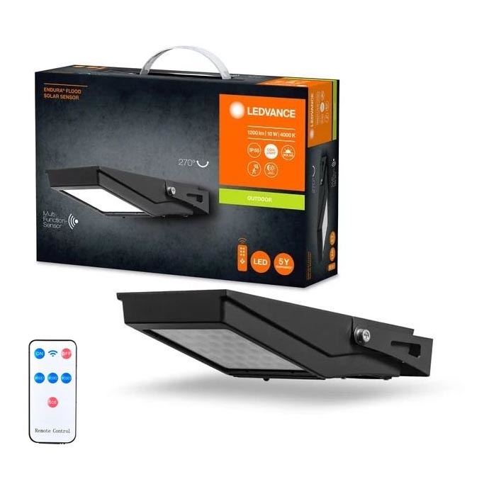 Ledvance - LED Vanjski solarni reflektor sa senzorom FLOOD LED/10W/3,6V 2000 mAh IP65 + daljinski upravljač
