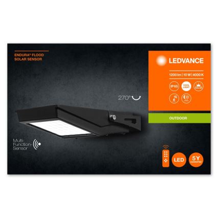 Ledvance - LED Vanjski solarni reflektor sa senzorom FLOOD LED/10W/3,6V 2000 mAh IP65 + daljinski upravljač