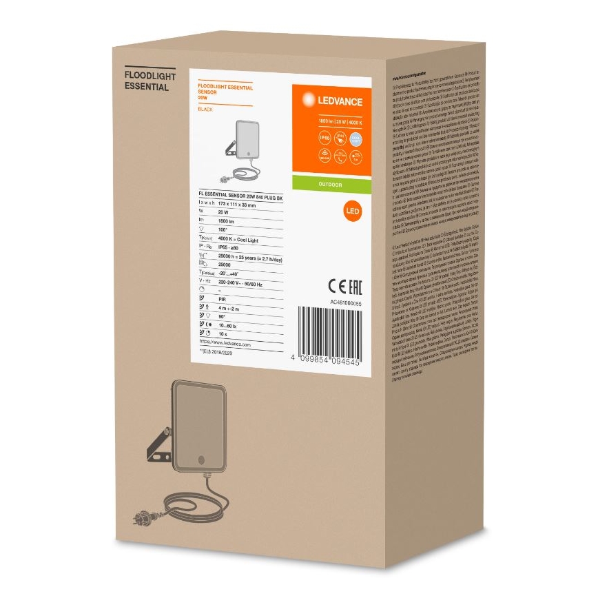 Ledvance - LED Vanjsko zidno svjetlo s senzorom FLOODLIGHT LED/20W/230V IP65
