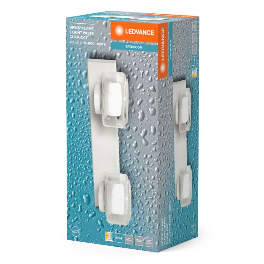 Ledvance - LED Zidna svjetiljka za kupaonicu ORBIS FLAME 2xLED/5,5W/230V 3000/4000K IP44 bijela