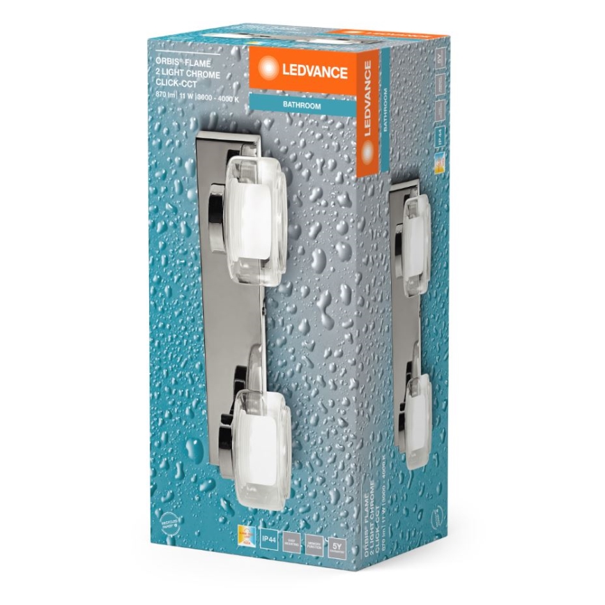 Ledvance - LED Zidna svjetiljka za kupaonicu ORBIS FLAME 2xLED/5,5W/230V 3000/4000K IP44 krom