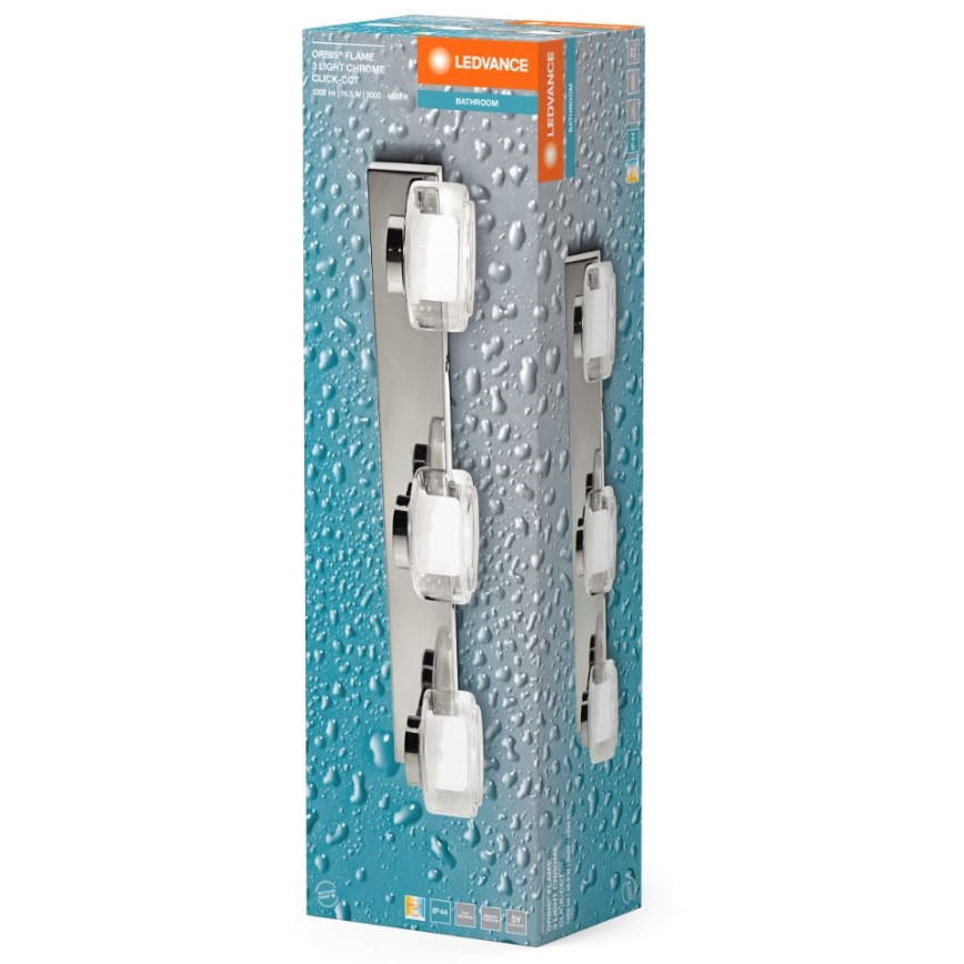 Ledvance - LED Zidna svjetiljka za kupaonicu ORBIS FLAME 3xLED/5,5W/230V 3000/4000K IP44 krom