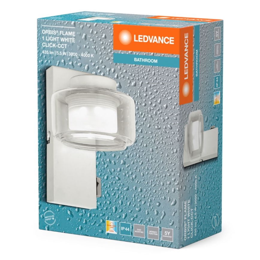 Ledvance - LED Zidna svjetiljka za kupaonicu ORBIS FLAME LED/5,5W/230V 3000/4000K IP44 bijela