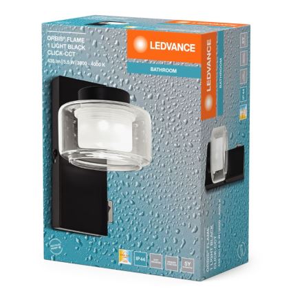 Ledvance - LED Zidna svjetiljka za kupaonicu ORBIS FLAME LED/5,5W/230V 3000/4000K IP44 crna