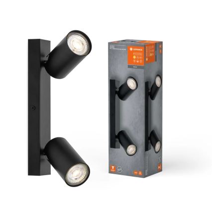Ledvance - LED zidni reflektor OCTAGON 2xGU10/3,4W/230V 2700K crna