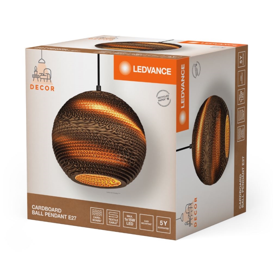 Ledvance - Luster na sajli DECOR CARDBOARD 1xE27/15W/230V pr. 26 cm