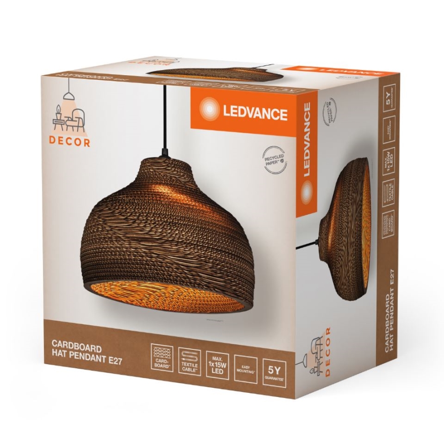 Ledvance - Luster na sajli DECOR CARDBOARD 1xE27/15W/230V pr. 36 cm
