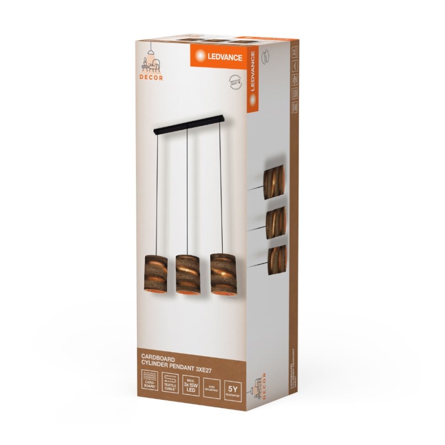 Ledvance - Luster na sajli DECOR CARDBOARD 3xE27/15W/230V