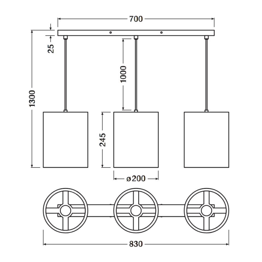 Ledvance - Luster na sajli DECOR CARDBOARD 3xE27/15W/230V