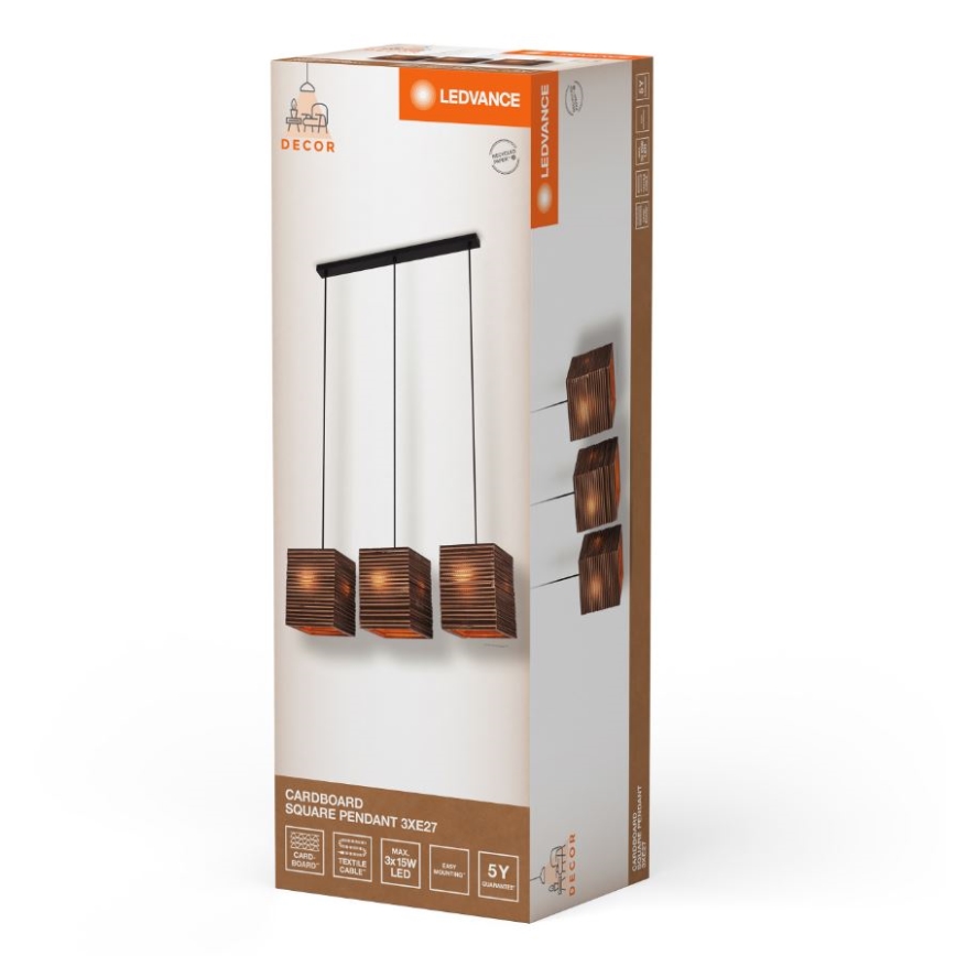 Ledvance - Luster na sajli DECOR CARDBOARD 3xE27/15W/230V