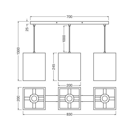 Ledvance - Luster na sajli DECOR CARDBOARD 3xE27/15W/230V