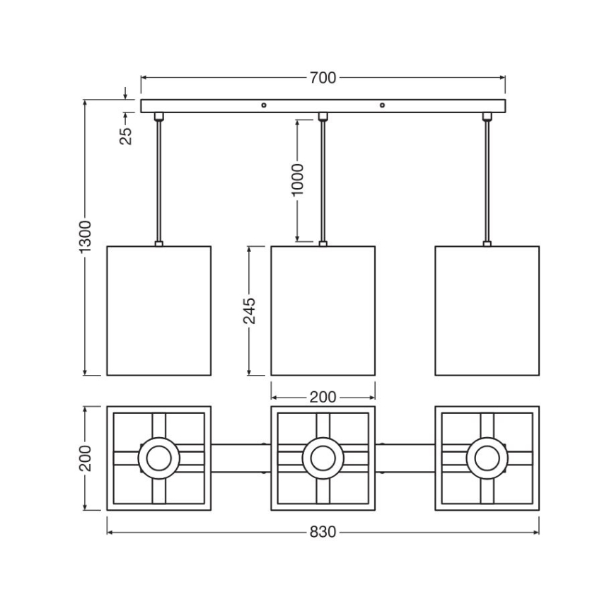 Ledvance - Luster na sajli DECOR CARDBOARD 3xE27/15W/230V