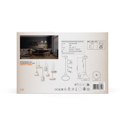 Ledvance - Luster na sajli DECOR PLASTER 1xE27/25W/230V pr. 22 cm gips bijela