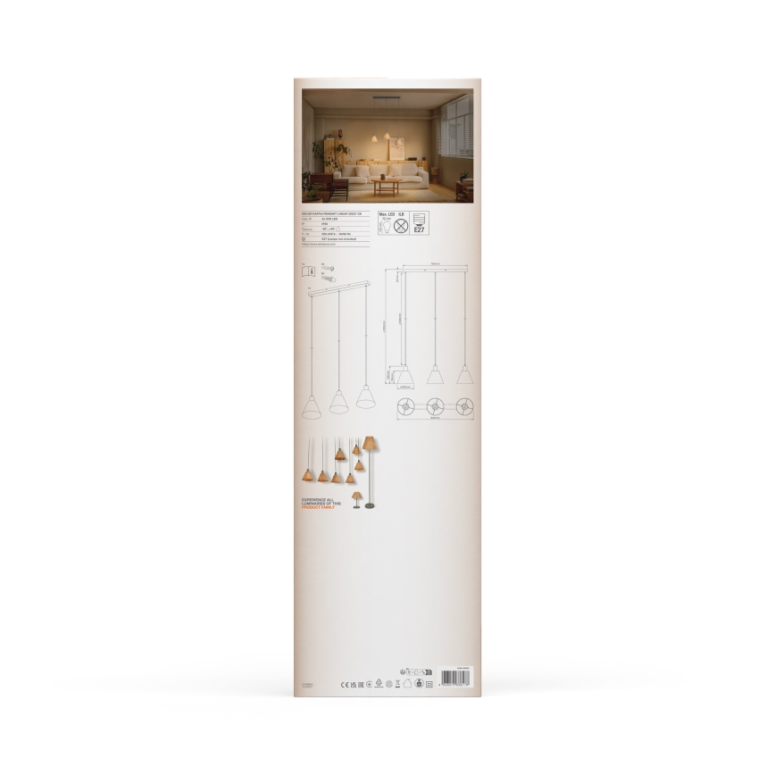 Ledvance - Luster na sajli DECOR RAFFIA 3xE27/15W/230V rafija