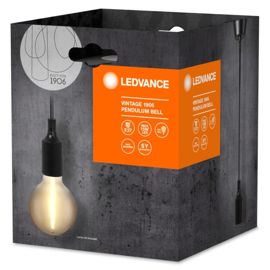 Ledvance - Luster na sajli PENDULUM BELL 1xE27/15W/230V crna