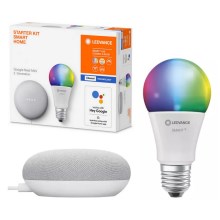 Ledvance - Pametni zvučnik Google Nest Mini + LED RGBW Prigušiva žarulja SMART+ A60 E27/60W/230V