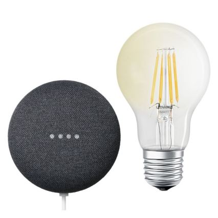 Ledvance - Pametni zvučnik Google Nest Mini + LED Prigušiva žarulja SMART+ A60 E27/6,5W/230V 2700K