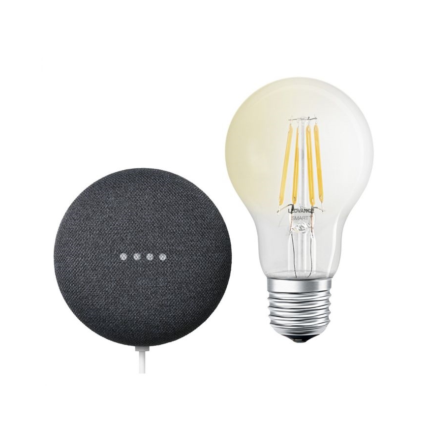 Ledvance - Pametni zvučnik Google Nest Mini + LED Prigušiva žarulja SMART+ A60 E27/6,5W/230V 2700K