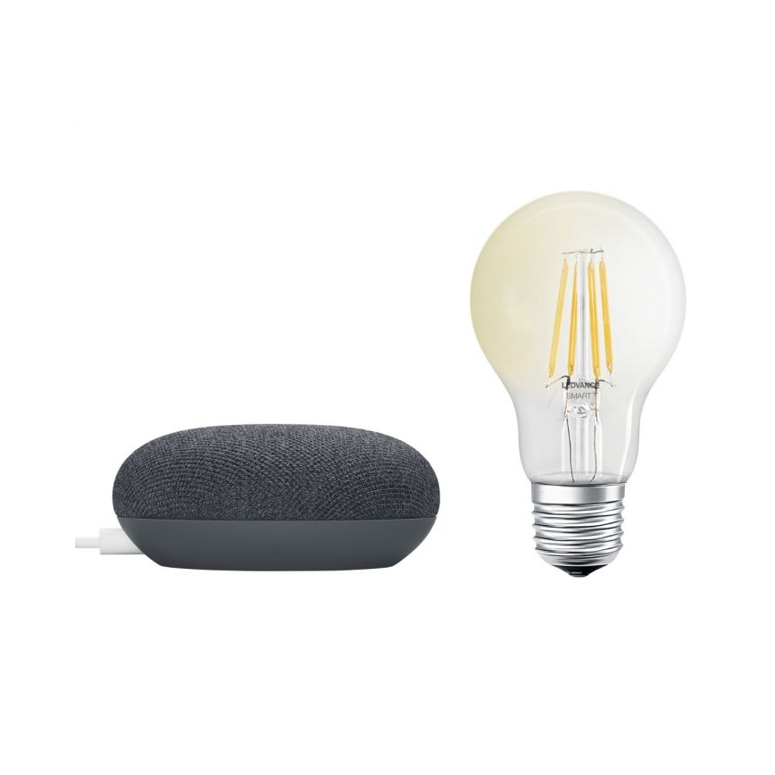 Ledvance - Pametni zvučnik Google Nest Mini + LED Prigušiva žarulja SMART+ A60 E27/6,5W/230V 2700K