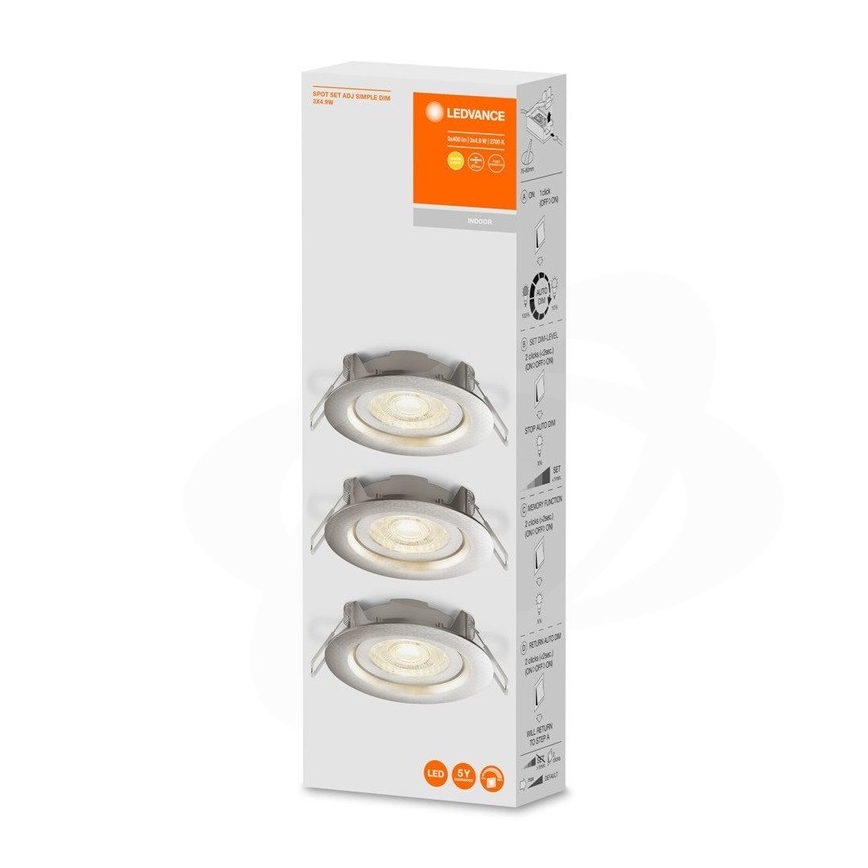 Ledvance - SET 3x LED Prigušiva ugradbena svjetiljka SIMPLE LED/4,9W/230V