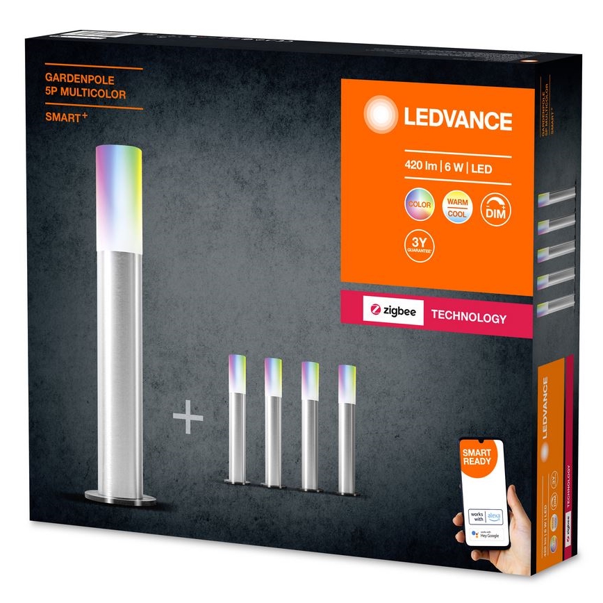 Ledvance - SET 5x LED RGBW Prigušiva vanjska lampa SMART+ GARDENPOLE LED/6W/230V IP44
