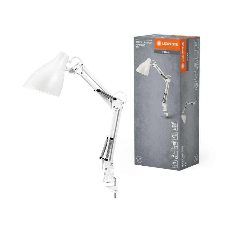 Ledvance - Stolna lampa s držačem PEAR 1xE27/11W/230V bijela
