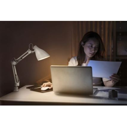 Ledvance - Stolna lampa sa stezaljkom PEAR 1xE27/11W/230V bijela