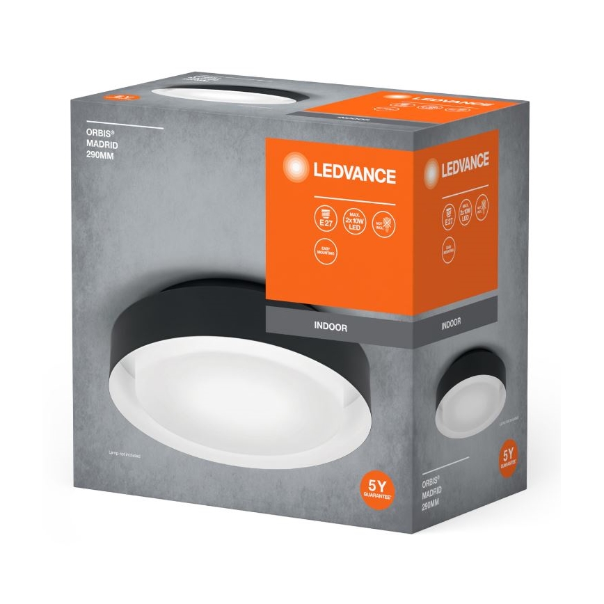 Ledvance - Stropna svjetiljka ORBIS MADRID 2xE27/10W/230V crna