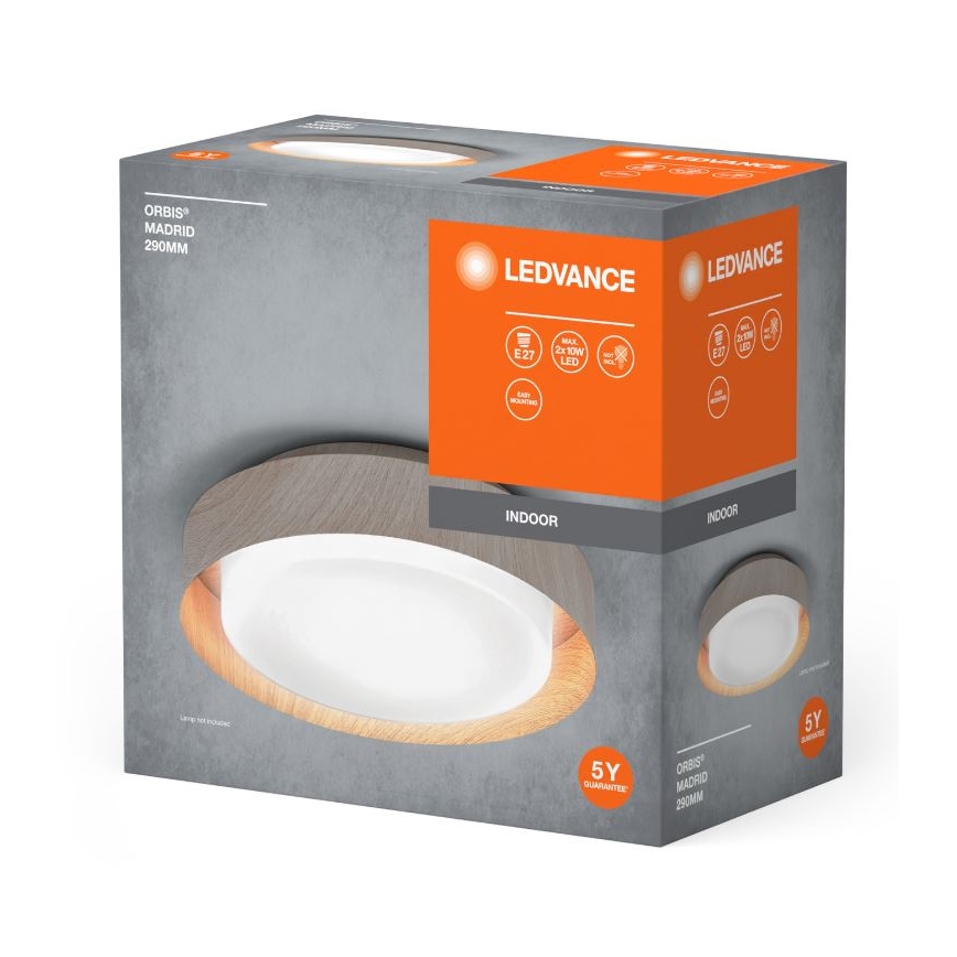 Ledvance - Stropna svjetiljka ORBIS MADRID 2xE27/10W/230V drvo