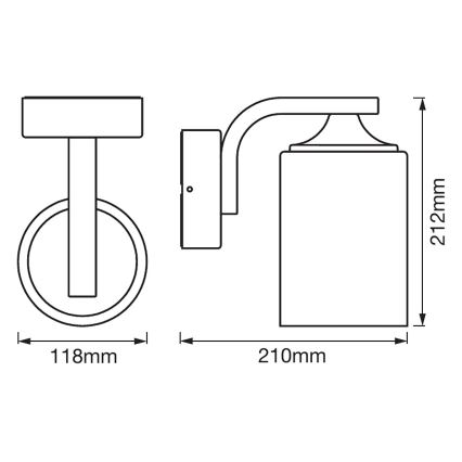 Ledvance - Vanjska zidna svjetiljka CYLINDER 1xE27/60W/230V IP43