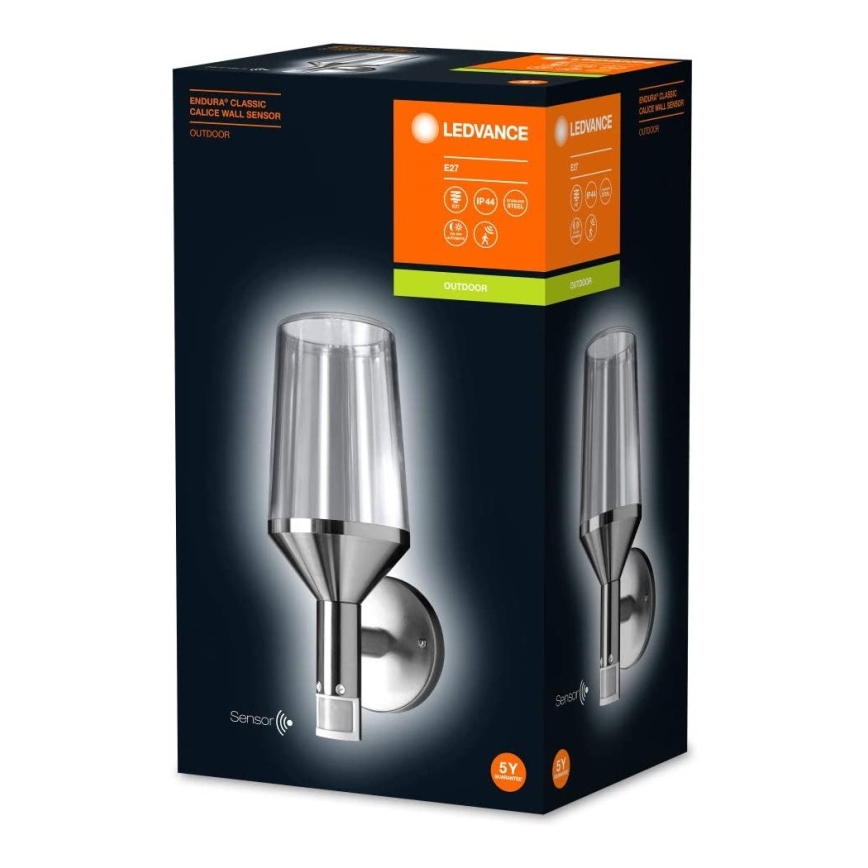 Ledvance - Vanjska zidna svjetiljka sa senzorom CALICE 1xE27/60W/230V IP44