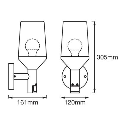 Ledvance - Vanjska zidna svjetiljka sa senzorom CALICE 1xE27/60W/230V IP44