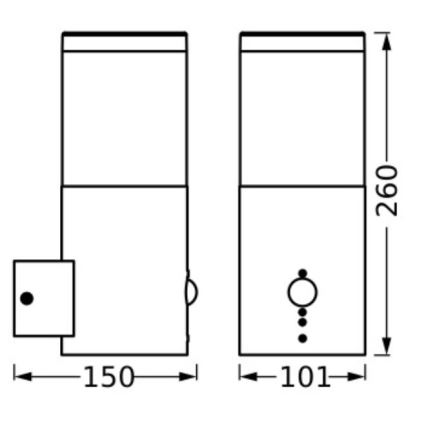 Ledvance - Vanjska zidna svjetiljka sa senzorom EBRO 1xE27/20W/230V IP44