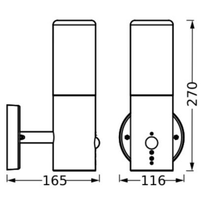 Ledvance - Vanjska zidna svjetiljka sa senzorom FIGO CYLINDER 1xE27/20W/230V