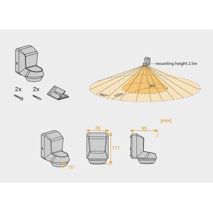 Ledvance - Vanjski infracrveni senzor pokreta 230V IP55 antracit