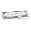 Legrand 049406 - Produžni kabel, 3 utičnice, tip E + USB-A + USB-C, 1 m, srebrni/bijeli