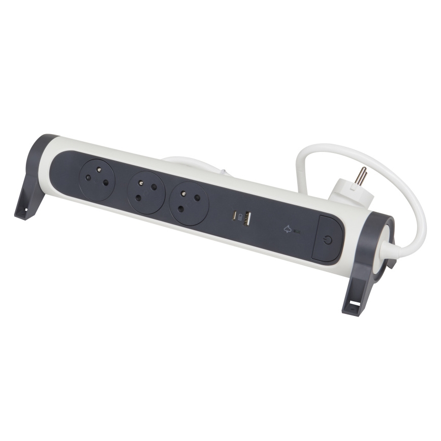 Legrand 049416 - Produžni kabel s prekidačem 3U Tip E + USB-A + USB-C 1,5m