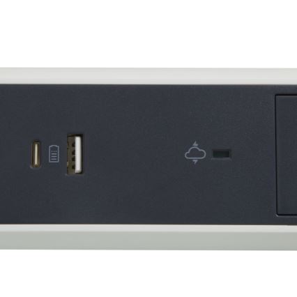 Legrand 049416 - Produžni kabel s prekidačem 3U Tip E + USB-A + USB-C 1,5m