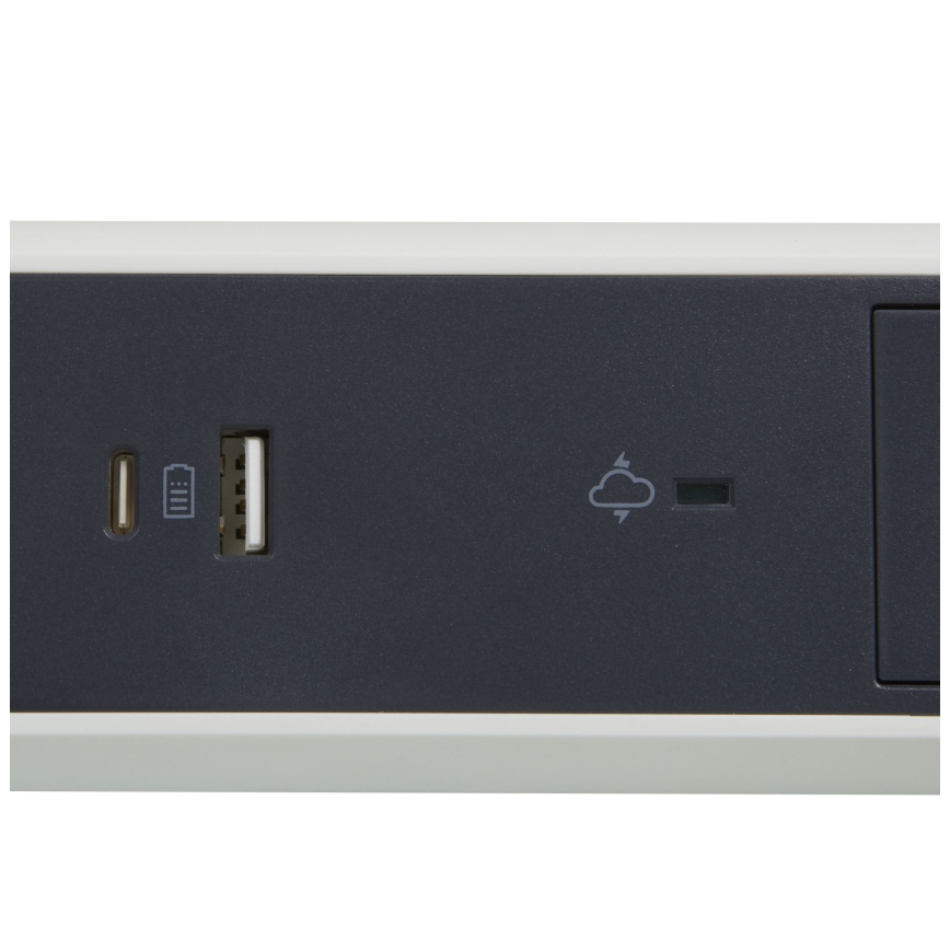 Legrand 049416 - Produžni kabel s prekidačem 3U Tip E + USB-A + USB-C 1,5m