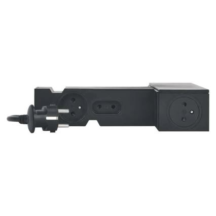 Legrand 049430 - Multimedijski HUB s prekidačem 4U Tip E + 4U Tip C 2m crna