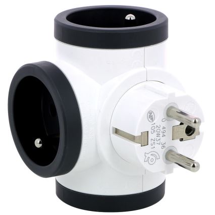 Legrand 049436 - Razdjelna utičnica rotirajuća 3U Tip E bijela/crna